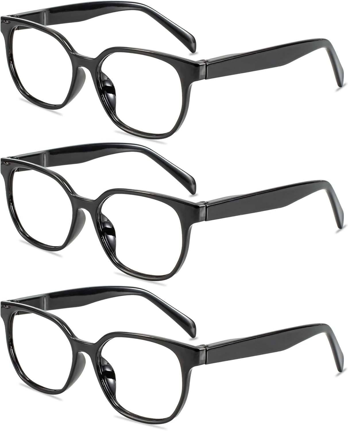 AEZUNI 3 Packs Large Square Reading Glasses Women Big Frame Readers Stylish Eyeglasses 1.0 1.5 2.0 2.5 3.0 3.5 4.0 5.0 6.0