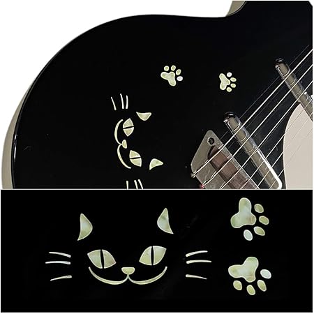 Amazon ギターやベース 楽器に貼る インレイステッカー 猫 キャット ウォーク Wt ギターメンテナンス用品 楽器 音響機器