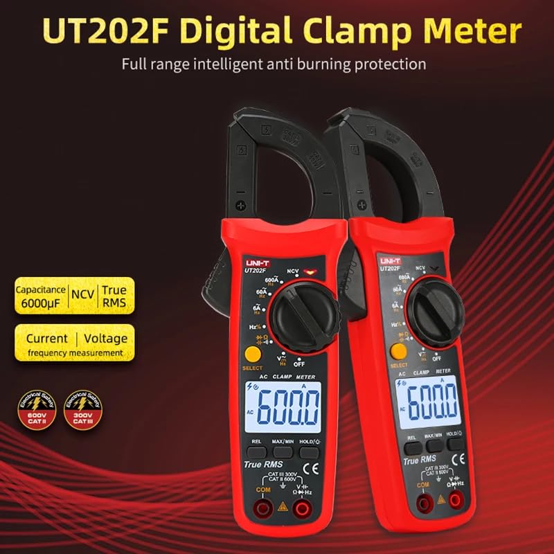 Image of UNI-T Uni-Trend Multimeter clamp Meter UT201R /UT202R /UT203R /UT204R /UT202F AC /DC 400 /600A Digital Ammeter clamp Meter DC AC for Measuring Ammeter Voltmeter Ohm Tester(UT202F)