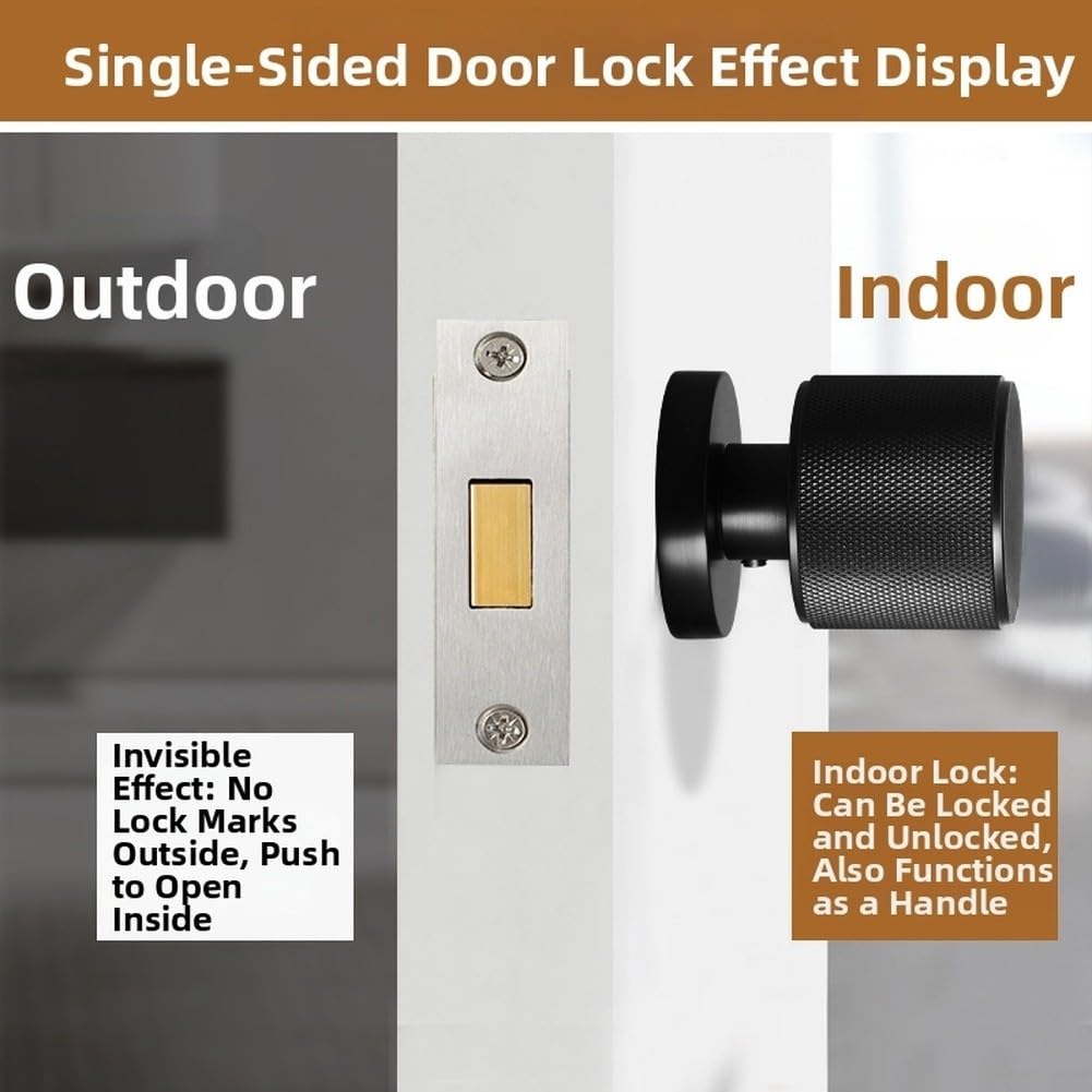 Cerradura de puerta invisible de una sola cara, aleación de zinc oculta, control interior silencioso para puertas de madera, hardware minimalista moderno, acero negro, fácil instalación