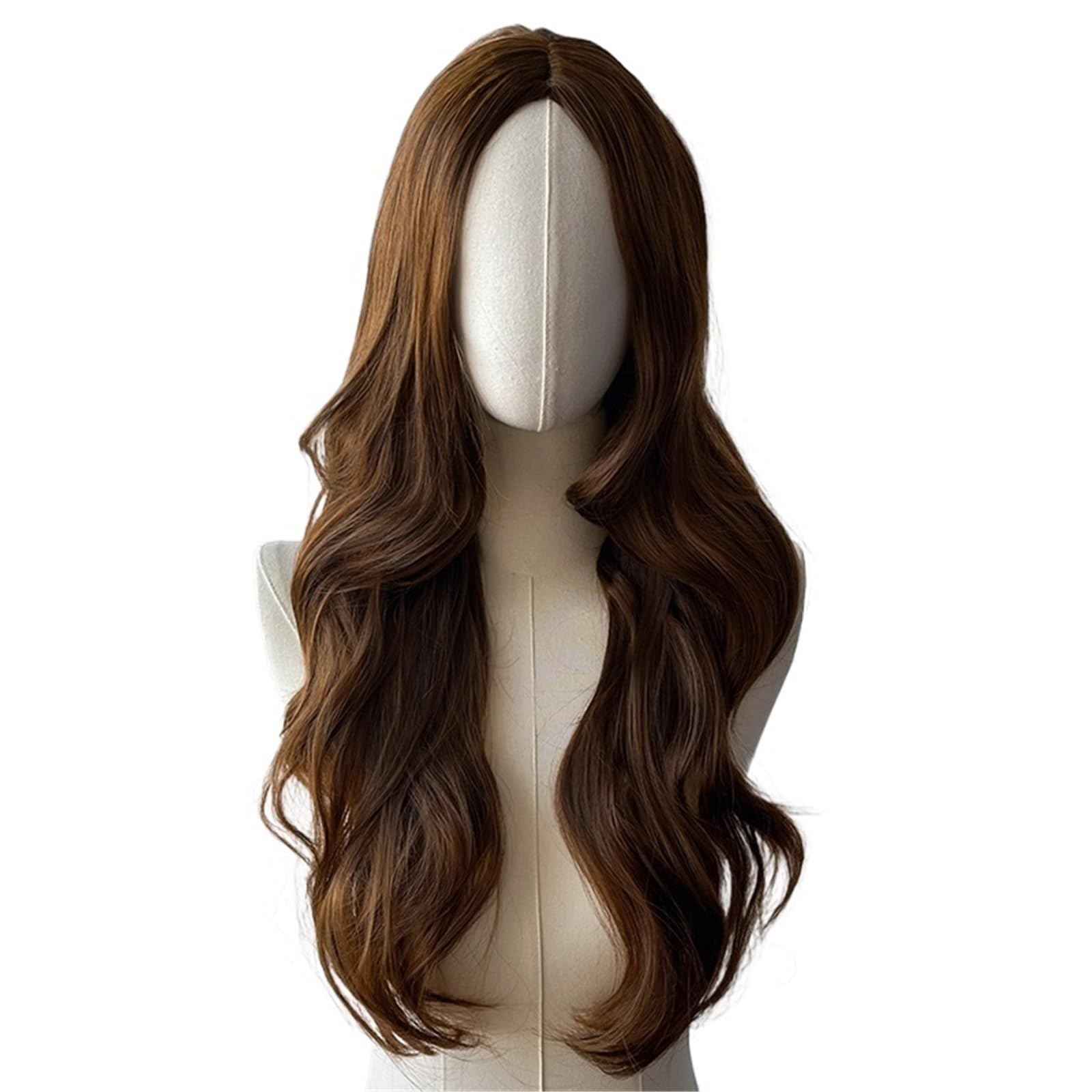 ZTHYSHOZ Women's Wig Medium length curly hair with large waves, wig and headband for women(Bruin)