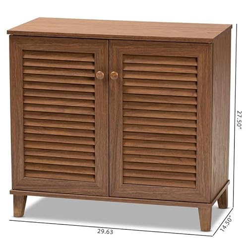 Baxton Studio Coolidge Modern And Contemporary Walnut Finished 4-Shelf Wood Shoe Storage Cabinet #TOP2