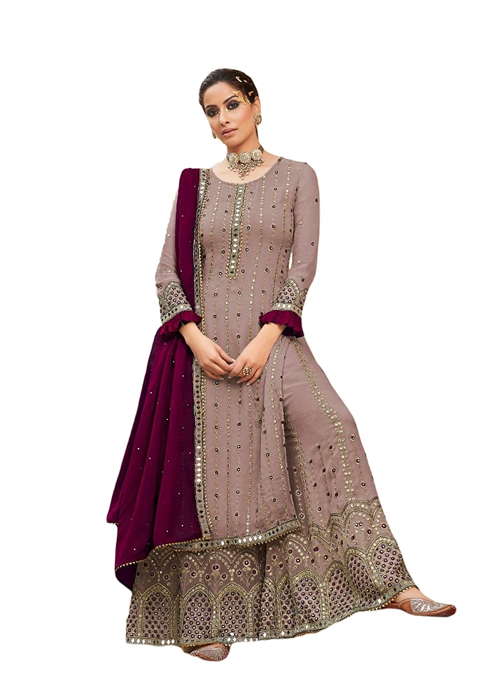 Heni Fashion Ready to Wear Indian Pakistani Party Wear Dresses Palazzo Style Salwar Suit With Embroidered Work