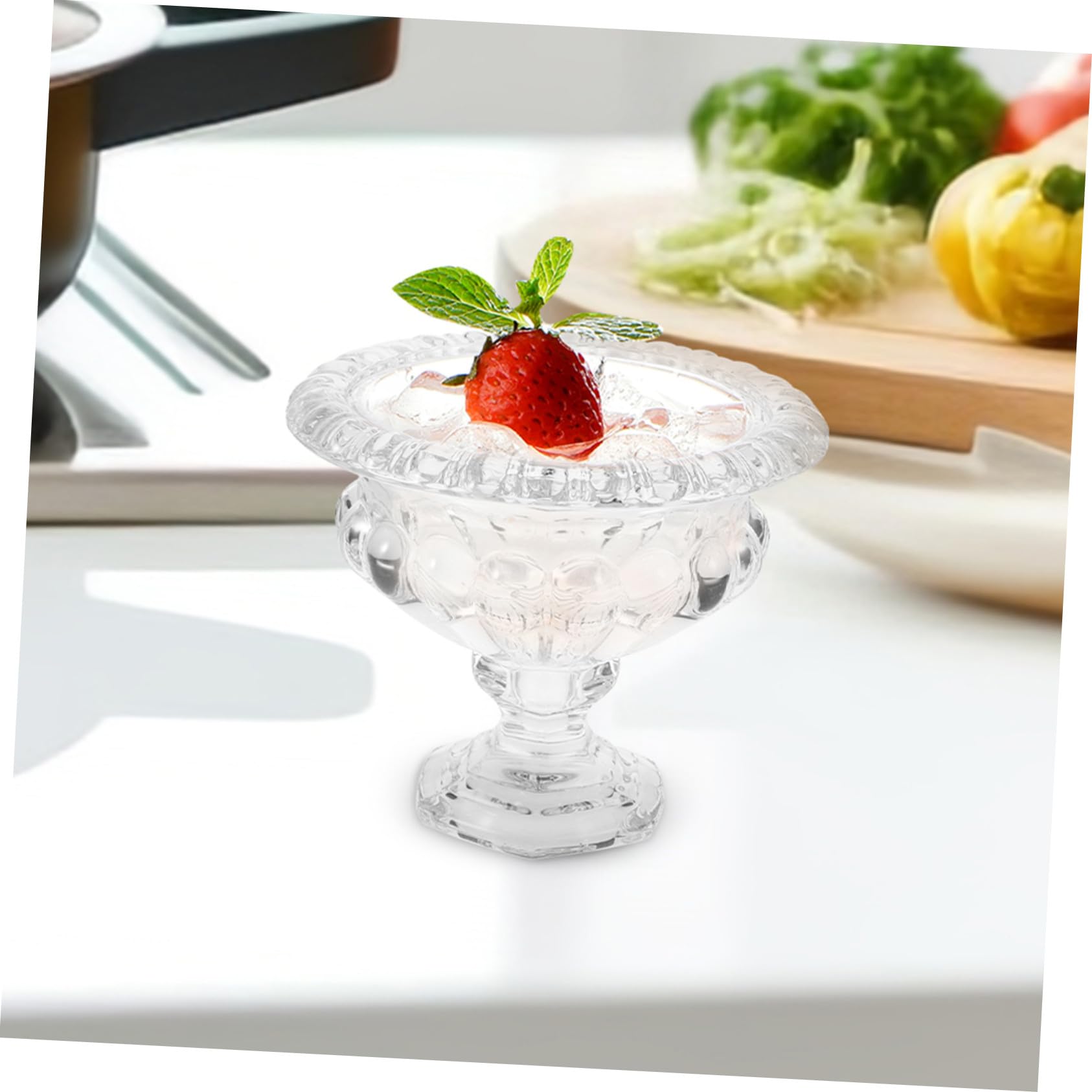 ULTECHNOVO Coppe Gelato in Vetro Piede Stile Europeo, Bicchieri Dessert | Vacanze Estive e Riunioni, Facili da Pulire, Adatti a Bevande Fredde e Servizio in Tavola