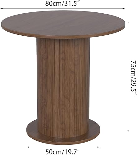 Miniatura 2 de Mesa de comedor redonda de 31.5 pulgadas para 2, mesa de cocina moderna de granja, mesas de comedor circulares pequeñas con base de tira de madera