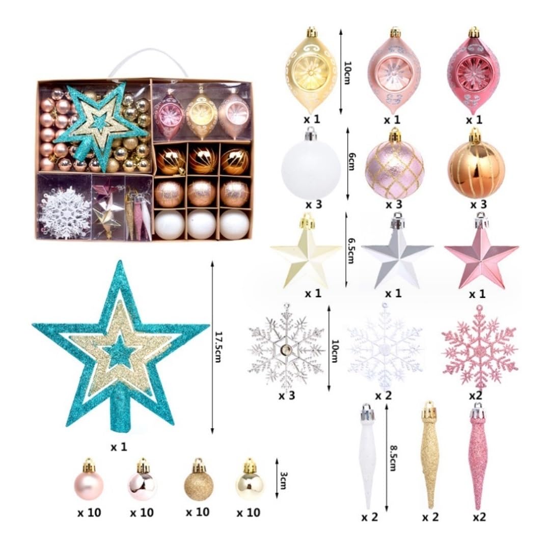 Decoracion Bolas De Navidad 68 Uds Adornos De Bolas Árbol Navidad con Estrellas Decoraciones Navideñas para Fiesta Vacaciones Adornos Colgantes(A)