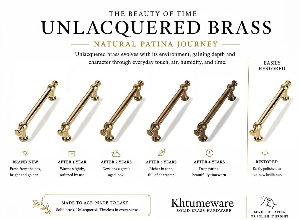 Unlacquered Brass Cabinet Pull - BRASS453, 3 in (76 mm) — KHTUMEWARE