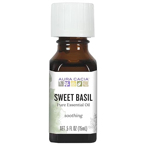 Aura Cacia Aceite esencial dulce de albahaca pura | 0.5 fl. oz. | Ocimum basilicum