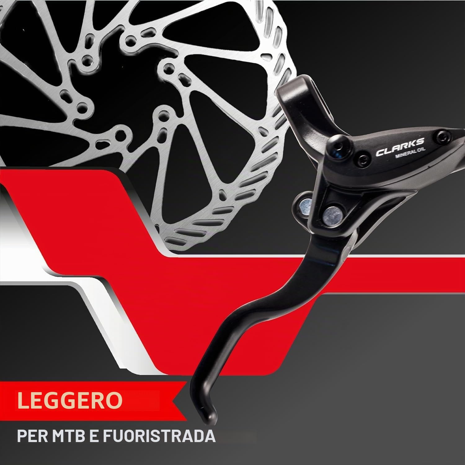Clarks Cycle Systems M2 Set Freno A Disco Idraulico Compresi Rotori, Olive, Supporti IS, Nero, 160/160mm