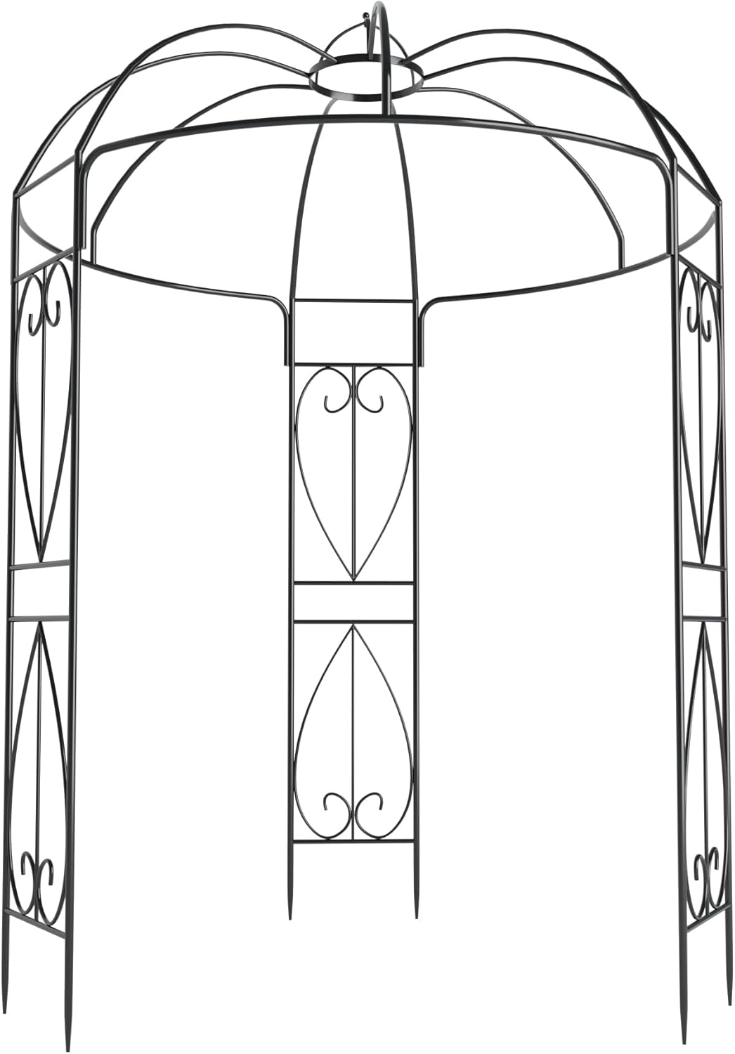 Large Size Metal Gazebo Pergola Pavilion Arbor Arch Trellis Modern Minimalist Iron Gazebo for Various Climbing Plants Support Outdoor Garden Decoration, Black 80''L x 114''H