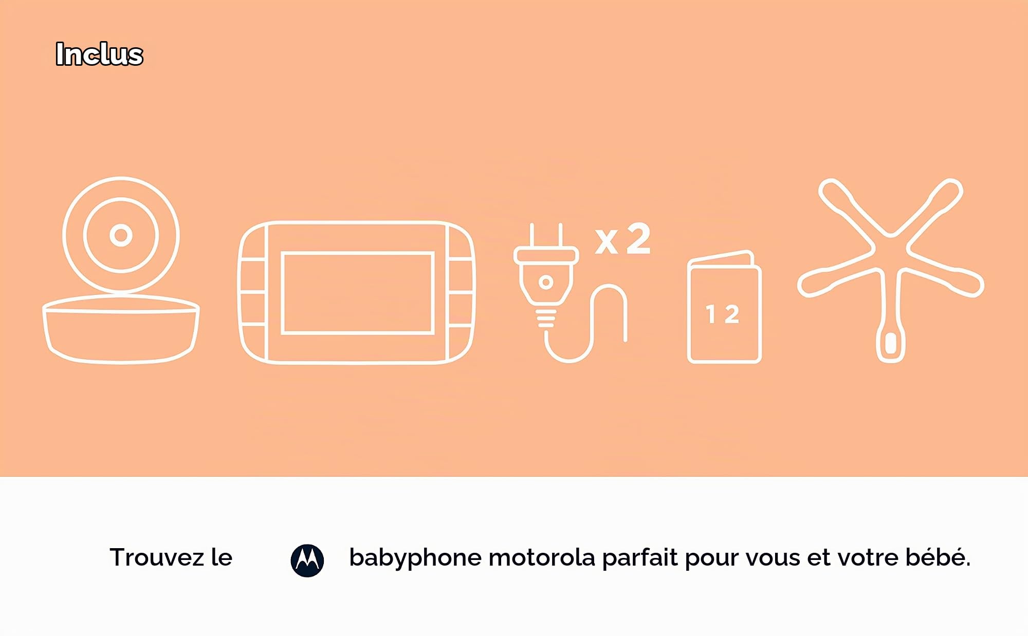 Motorola Nursery VM855 Moniteur bébé Wi-Fi connecté - avec application Motorola Nursery et unité parentale 5" - Vision nocturne, température et conversation bidirectionnelle, 1080p