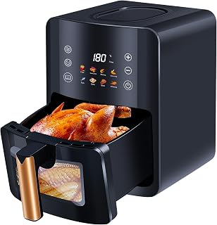 Heteluchtfriteuse, 5 liter friteuse met digitaal display, oververhittingsbeveiliging, friteuse zonder olie, airfryer voor grillen, bakken, drogen