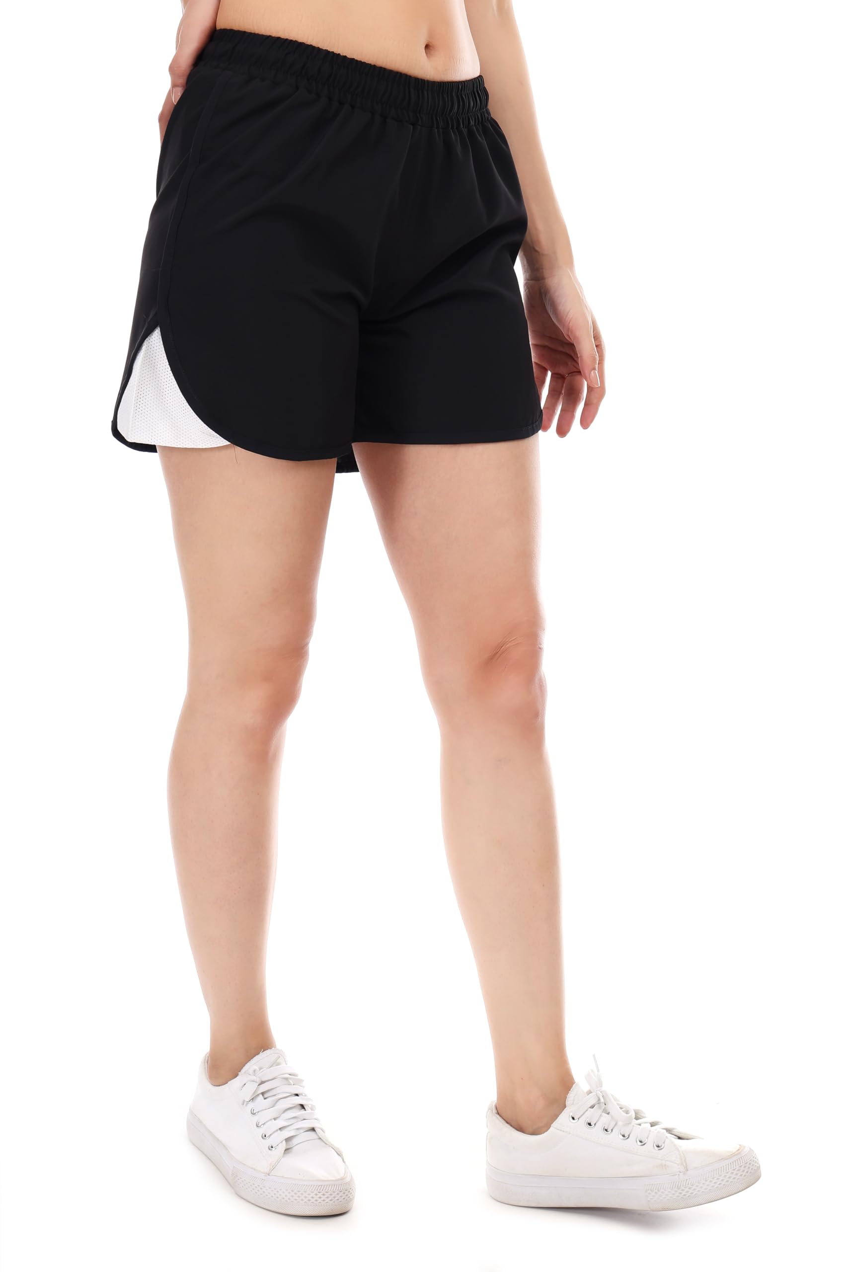 GenericWomen's Midnight Athletic Shorts with Mesh Panels for Running, Yoga, Crossfit, Hiking