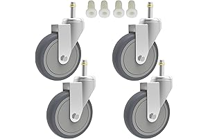 4-Inch Utility Cart Wheels Replacement for Rubbermaid Janitorial Carts, Pack of 4