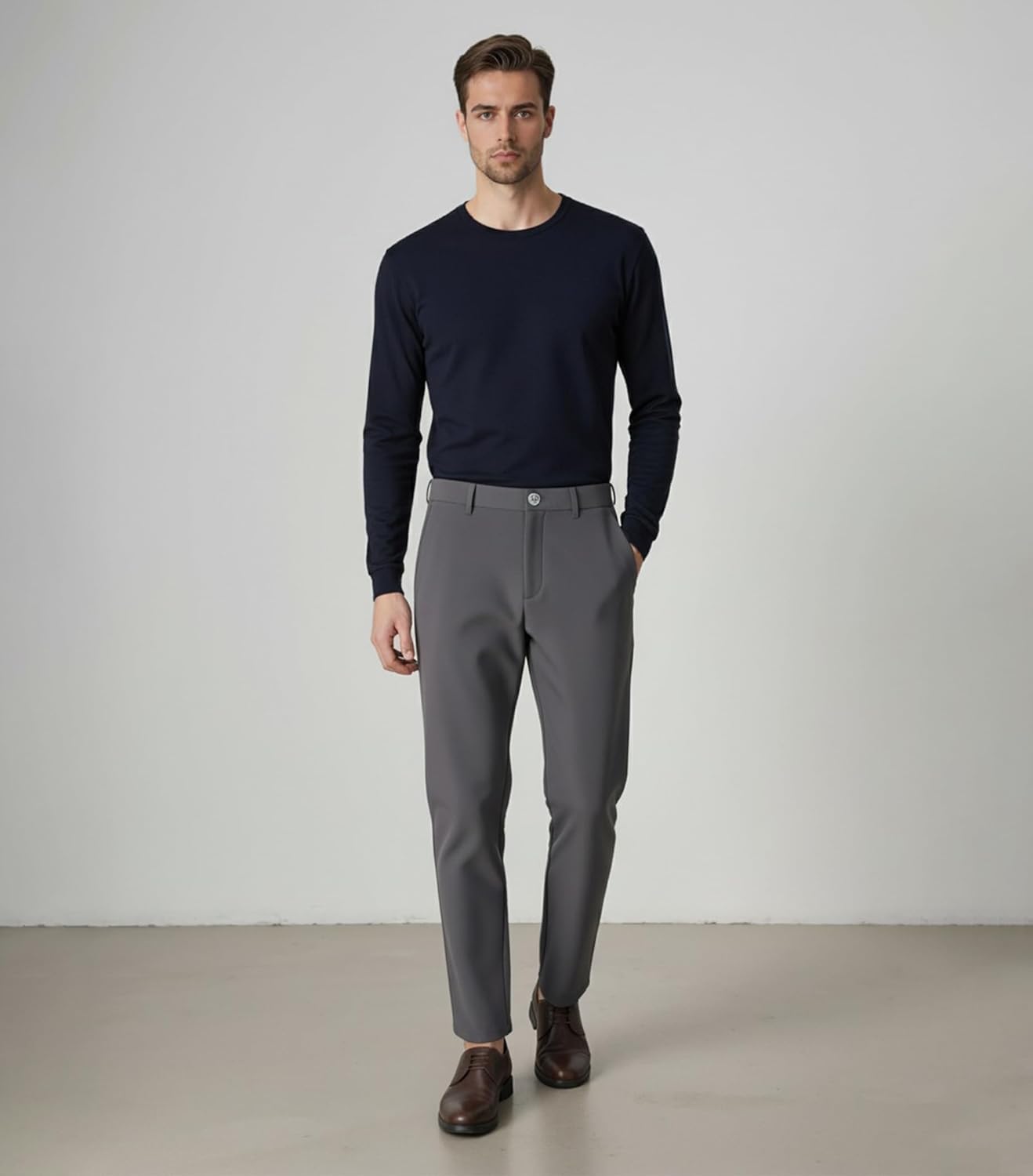 Mens Stretch Casual Pants Golf Slim Straight Pants Stretch-Waist Dress Pants Business Casual with Hidden Pockets - Image 6