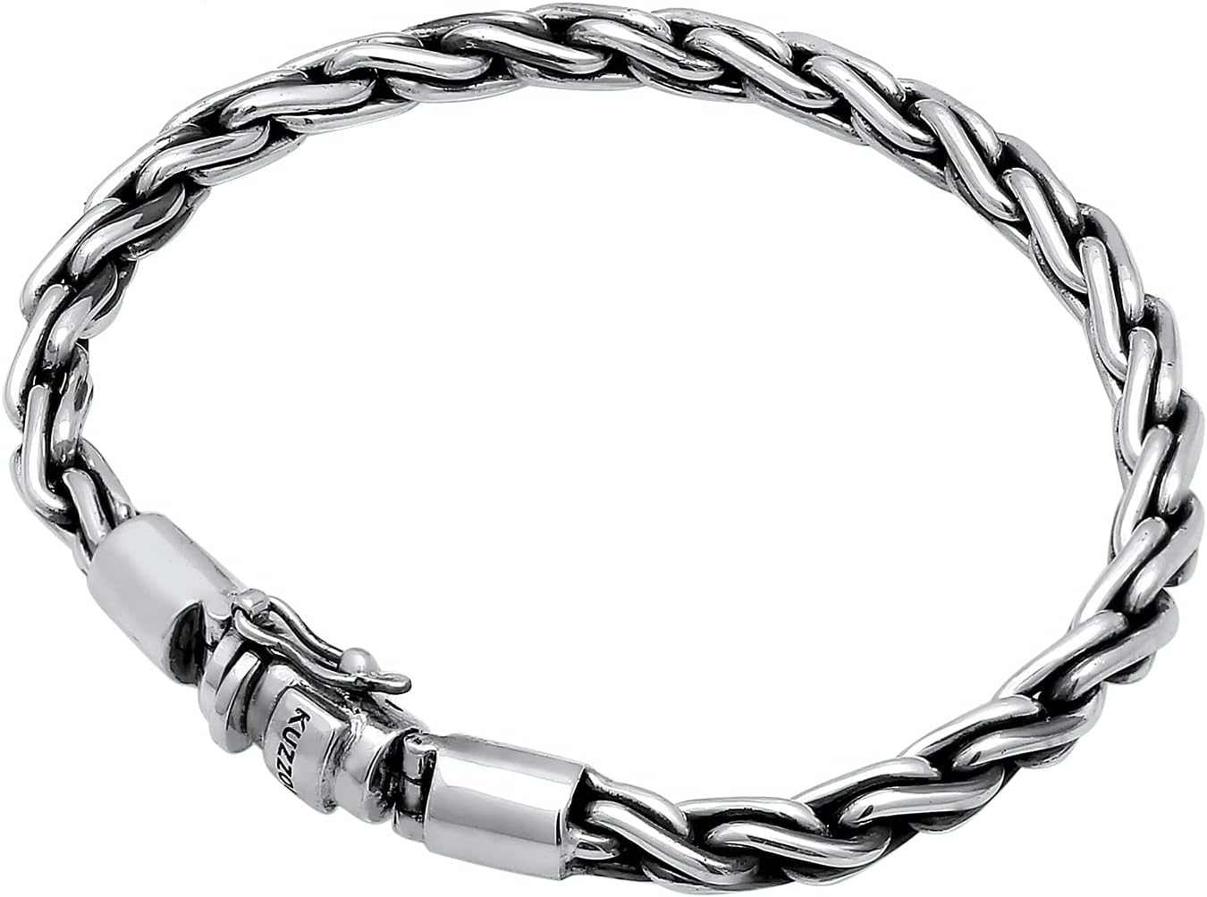 kuzzoi 925 Sterling Silver Round Byzantine Bracelet for Men, Length 7,48 inch - 9,05 inch, Width 0,24 inch, 0.85 oz - Image 2
