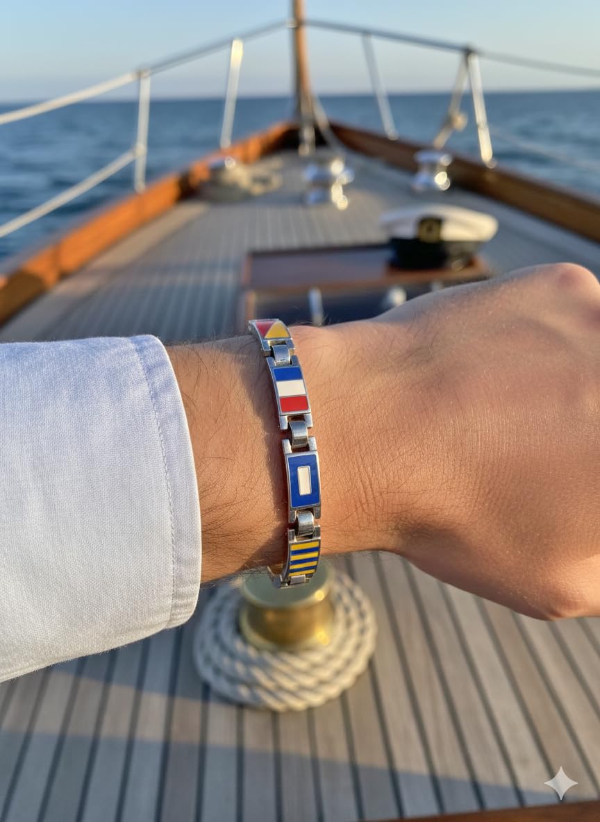 Generico Bracciale Uomo in Acciaio Inox con Bandiere Smaltate Regolabile Regalo per Ragazzo Compleanno Anniversario