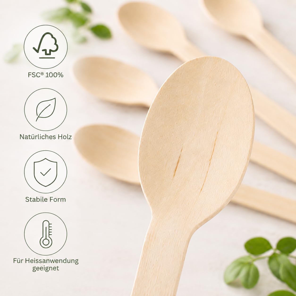 1000 Holzlöffel Birke 16cm | biologisch abbaubar | Nachhaltiges Besteck | Einwegbesteck | Holzbesteck