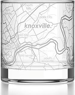Well Told Engraved Knoxville Tennessee Map Rocks Glass, Old Fashioned Glassware (11 oz, Clear) Etched Bourbon Tumbler, Gifts For Whiskey Lovers