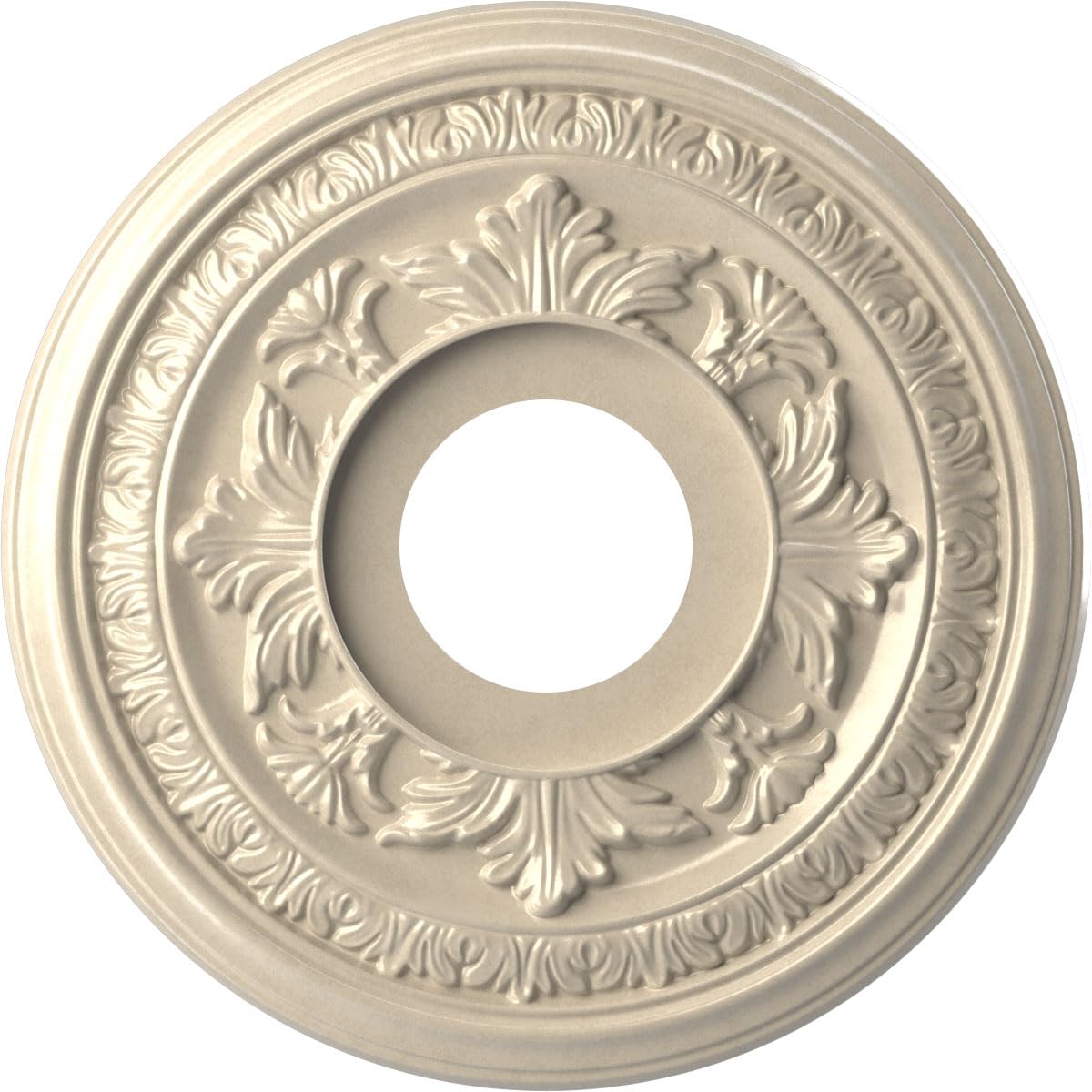 Ekena Millwork CMP13BAEPE Baltimore Thermoformed PVC Ceiling Medallion (Fits Canopies up to 5 1/4"), 13"OD x 3 1/2"ID x 3/4"P, Universal Metallic Pearl Mist