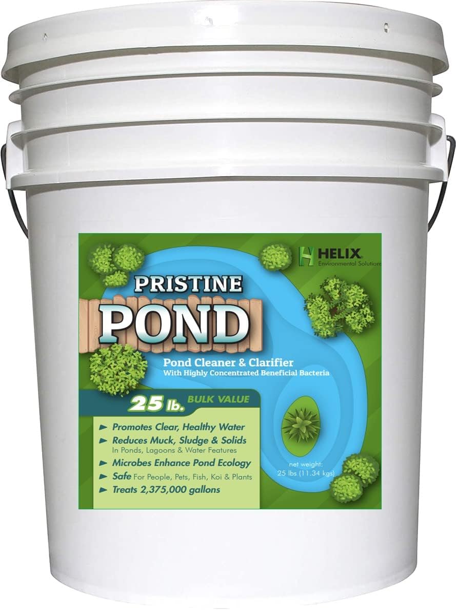 Pond Cleaner & Clarifier - Outdoor Pond Treatment to Remove Muck & Sludge with Natural Pond Bacteria for Clear Water in Outdoor Ponds, Safe for Live Koi Fish & Water Plants, 25lbs, Treats 2.3M Gallons