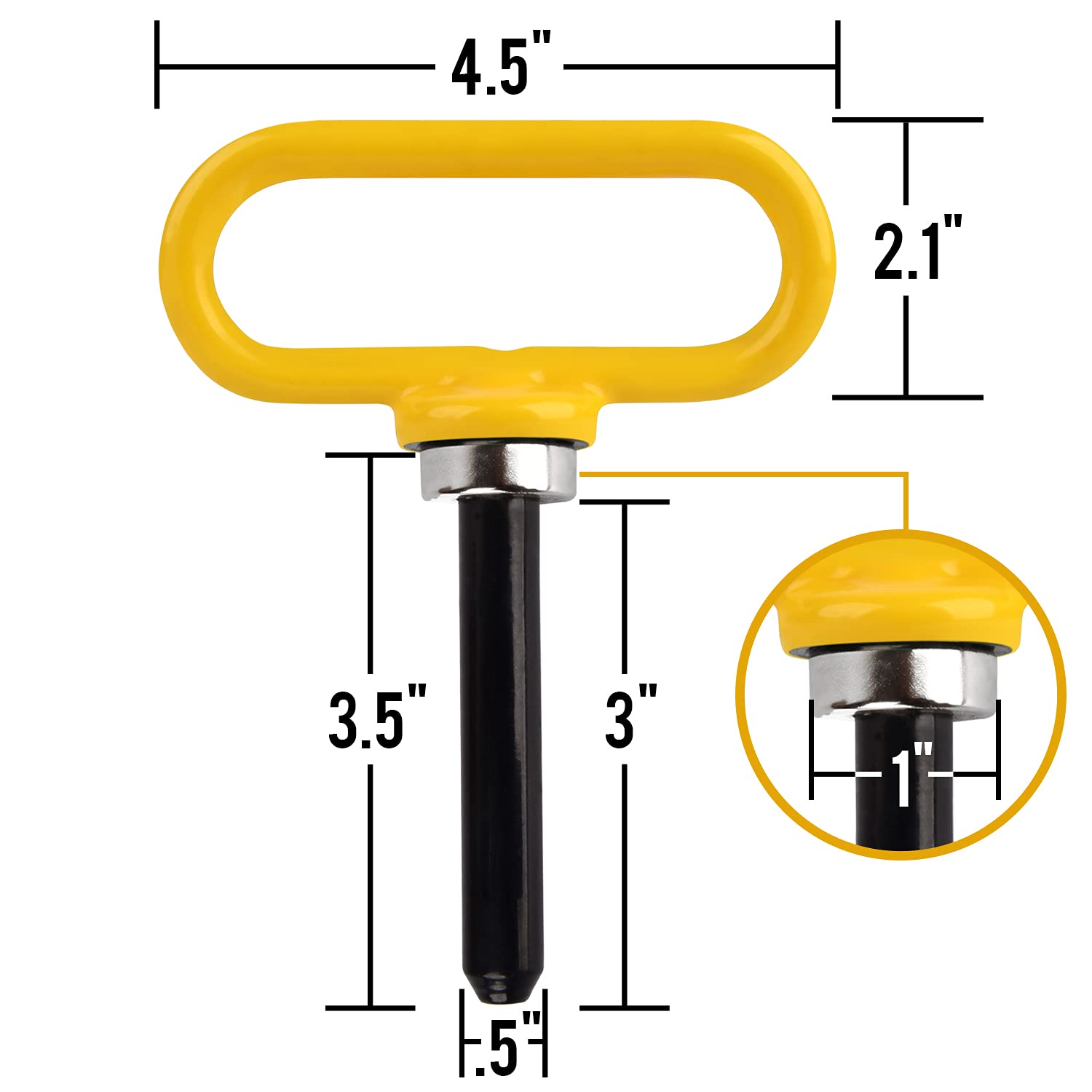 MISSION AUTOMOTIVE Perno di traino magnetico giallo - Perni di traino per tosaerba - Perno del cancello del rimorchio con magnete al neodimio ultra resistente per agganciare e togliere il gancio