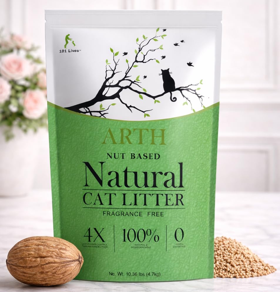 Image of Arth by 101 Lives Natural Walnut Shell Cat Litter | Dust-Free, Strong Odour Control, Chemical-Free & Biodegradable | Low Tracking, Safe for Cats & Kittens