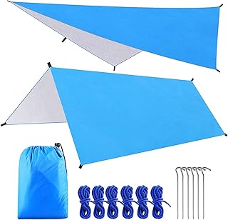 lona de acampamento,Lianai 9.8 * 9.8 pés Multifuncional impermeável lona de acampamento rede guarda-sol barraca abrigo de chuva leve cobertura de lona externa para acampamento na praia piquenique
