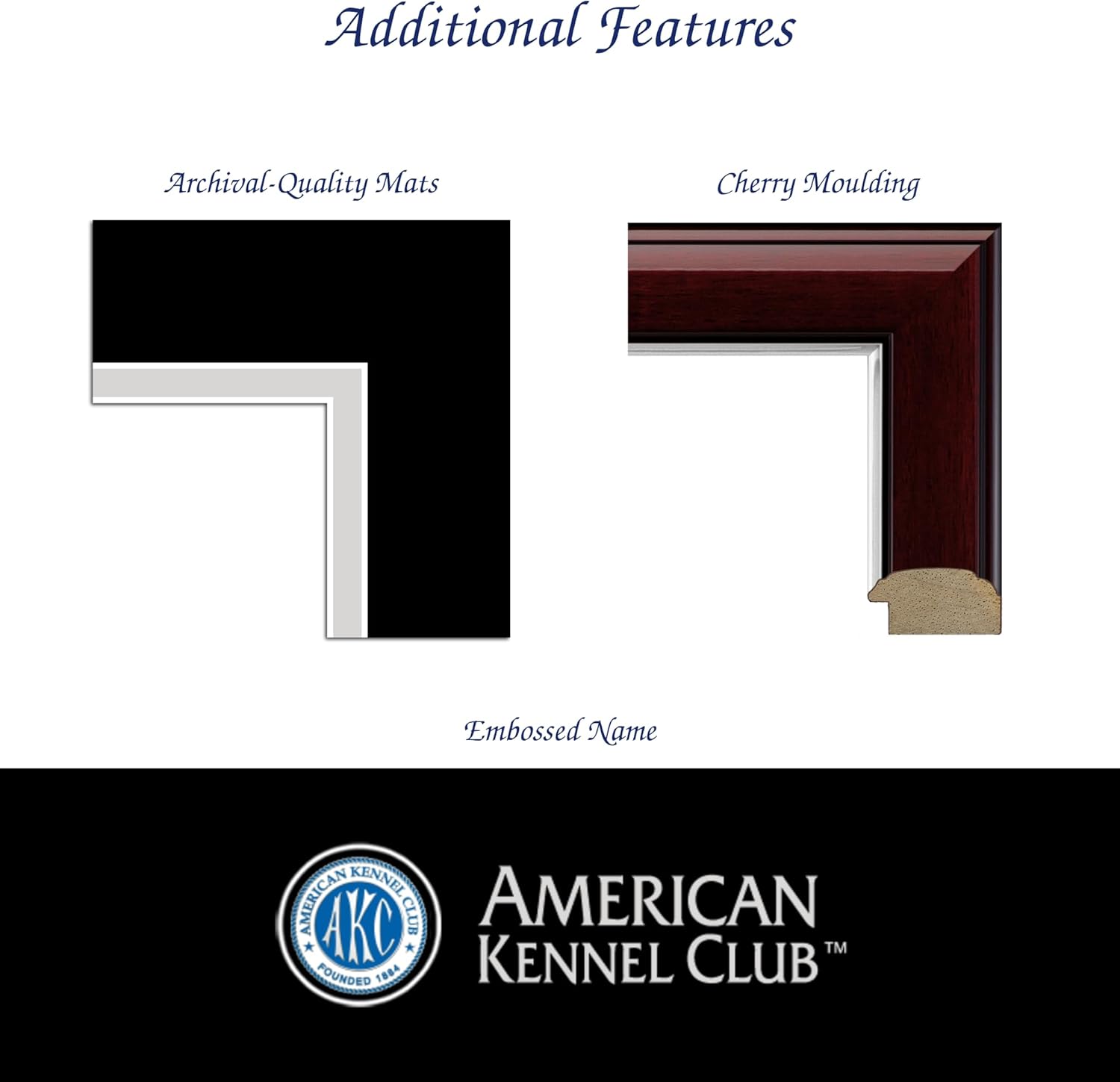 Church Hill Classics - American Kennel Club 11" w x 8.5" h Certificate Frame - Masterpiece Medallion Pedigree Frame - Cherry Moulding with Black and Silver Matting