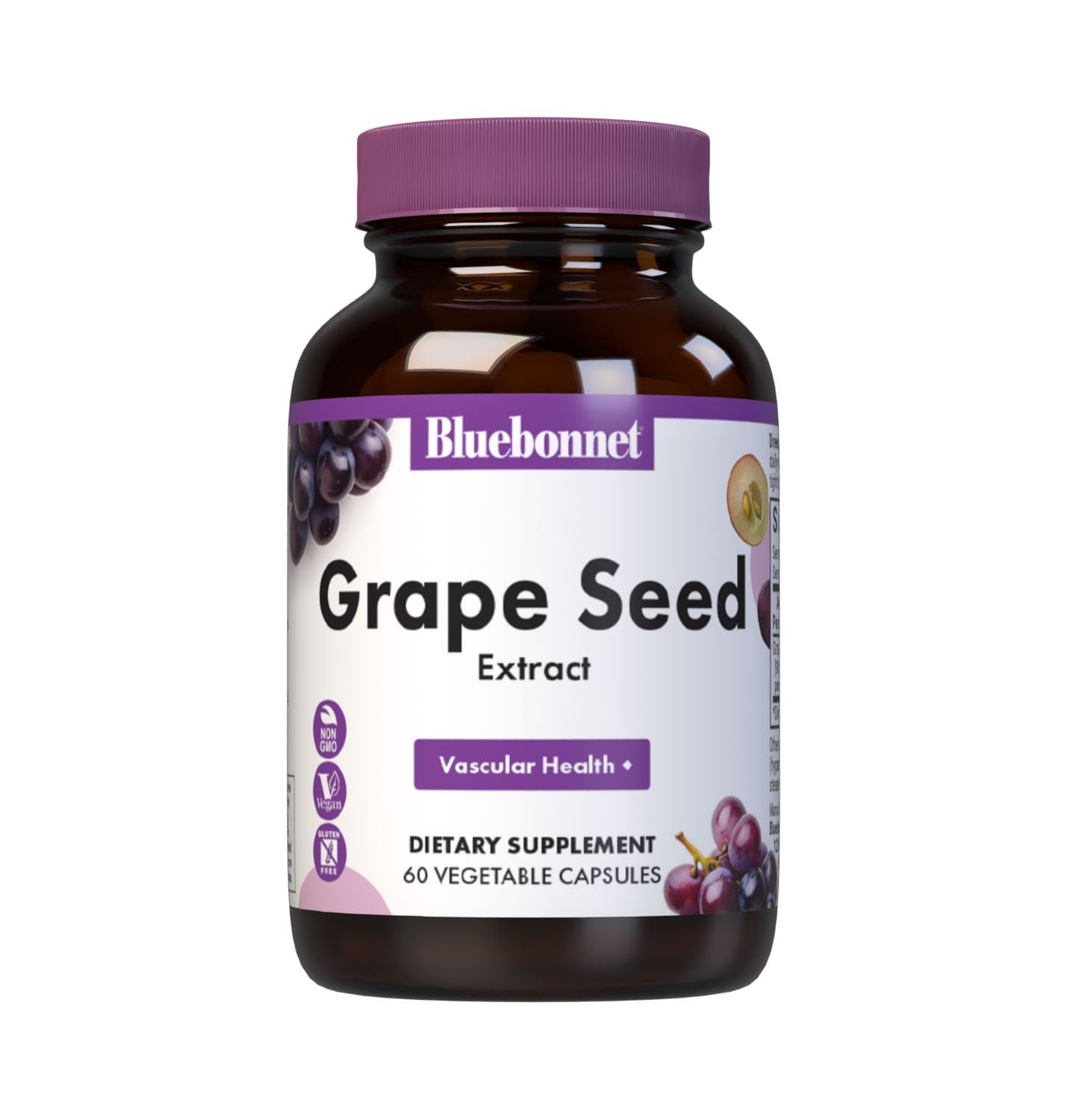 BlueBonnet Nutrition Grape Seed Extract, 60 Vegetable Capsules