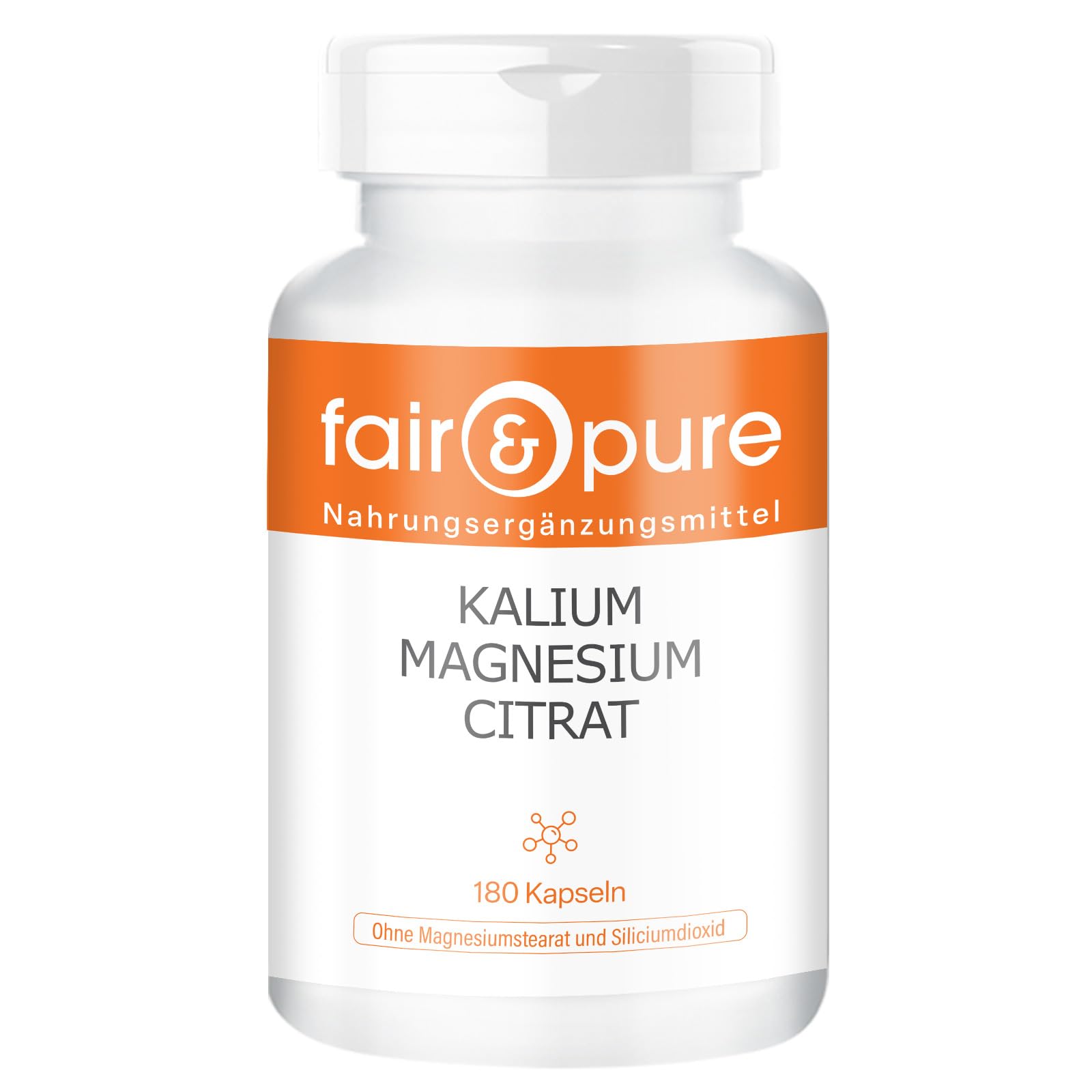 Fair & Pure® - Potassio e magnesio in capsule - Citrato di magnesio e citrato di potassio - Vegan - Minerali essenziali - 180 Capsule