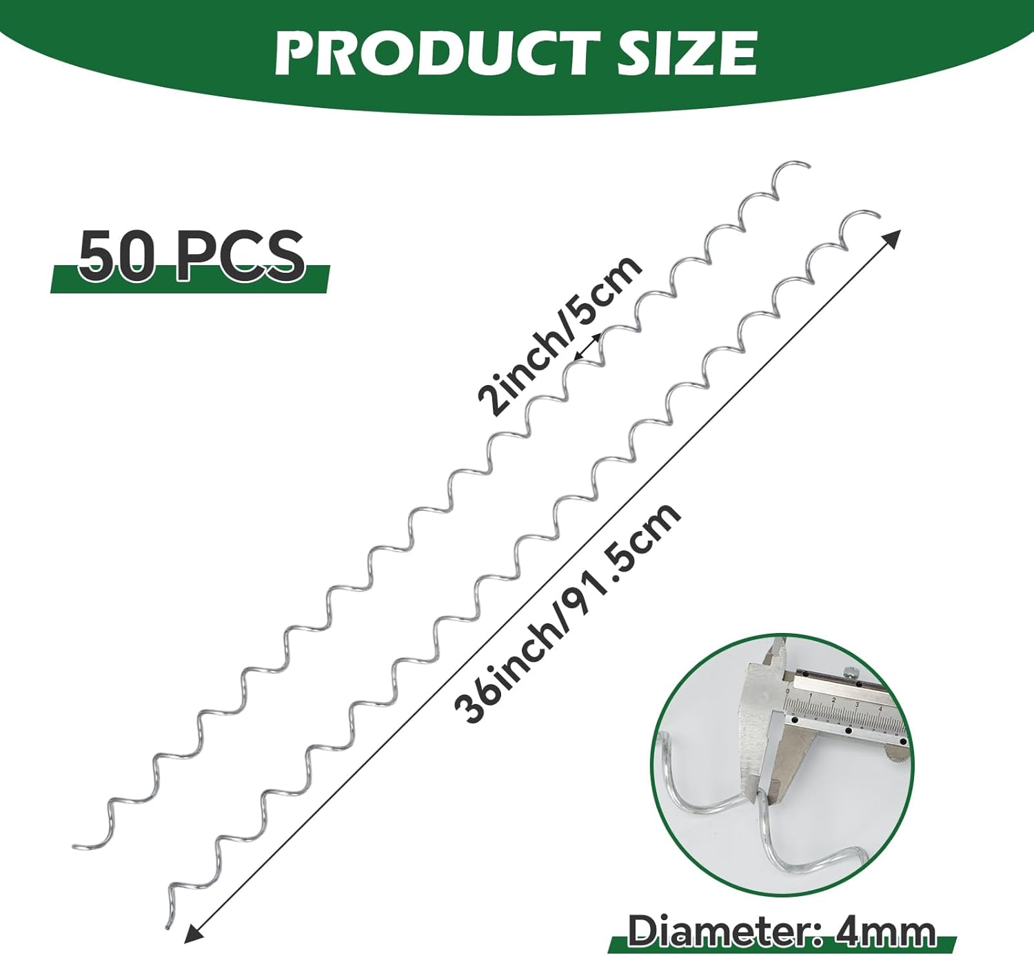 50 Pcs Gabion Cages Spirals, 36" x 2" 9ga Galvanized Steel Gabion Basket Spirals Wire for Gabion Cage Install and Connected, Gabion Spirals for Outdoor Garden Projects