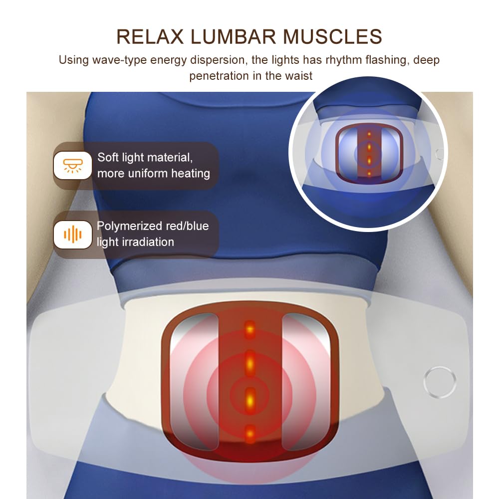 Appareil de massage lombaire chauffant électrique - Appareil de massage de traction lombaire oscillant à 26° - 3 niveaux de massage par vibration et chaleur