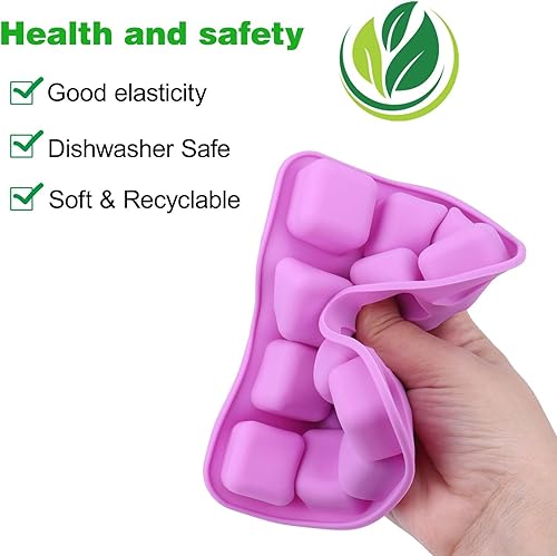 Miniatura 4 de Vodolo Moldes cuadrados de silicona de caramelo de caramelo, 4 piezas de 16 cavidades de molde de trufas de chocolate para bombas de grasa,