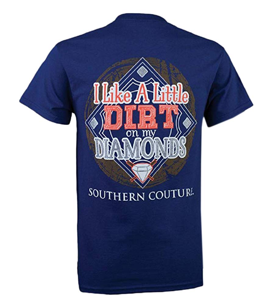 Southern CoutureSC Classic Dirt on My Diamonds Ball Field Womens Classic Fit T-Shirt - Metro Blue