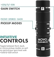 Vista 5 de Movo DoubleMic-UC - Micrófono de teléfono de doble cápsula para dispositivos USB-C, condensador cardioide de dos caras, micrófono de escopeta