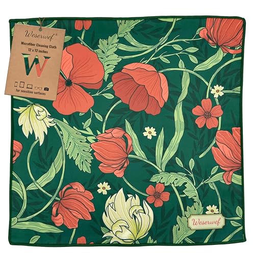 WESERWEF Chiffon de Nettoyage en Microfibre XXL au Design Élégant pour Lunettes, Smartphones, Tablettes, Appareils Photos, Chiffon à Lunettes et Chiffon pour Écran, 30 x 30 cm (Garden)