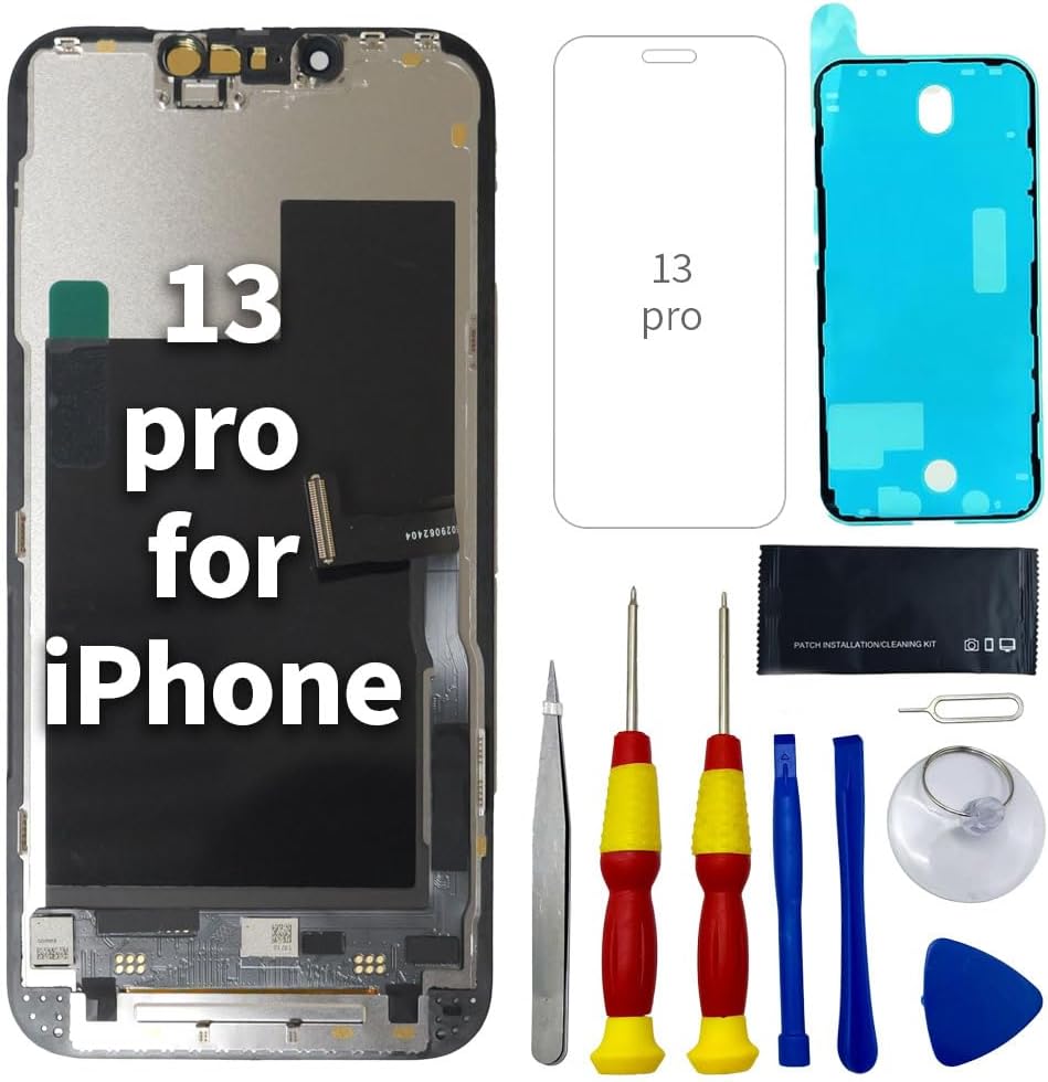 for iPhone 13 Pro Screen Replacement 6.1 inch, 3D Touch LCD Display Digitizer Assembly with Repair Tools (Model A2483, A2636, A2638, A2639, A2640)