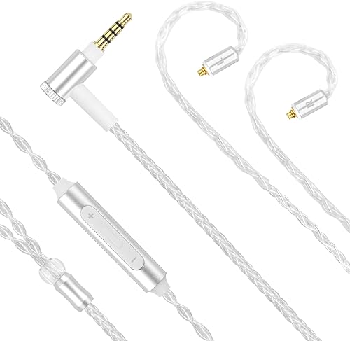 Cable SE215 con micrófono compatible con auriculares Shure SE215, SE215 PRO, SE315, SE425, SE535, SE846, AONIC 4, AONIC 5 auriculares, cable MMCX de