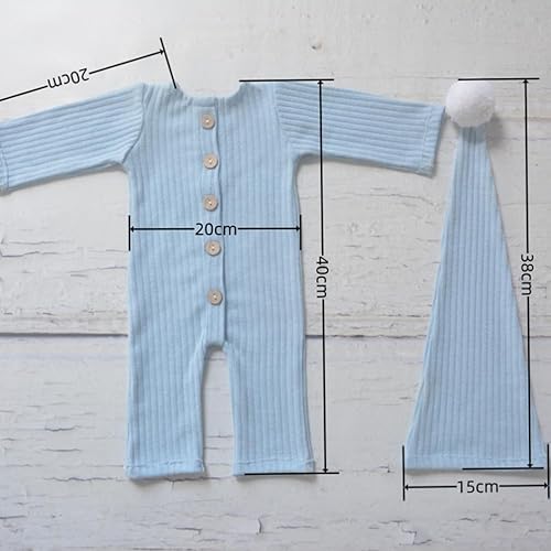 Miniatura 3 de Accesorios para sesión de fotos de bebé recién nacido, sombrero de punto de ganchillo, disfraz, sombrero de rayas, pantalones, mono, accesorios de