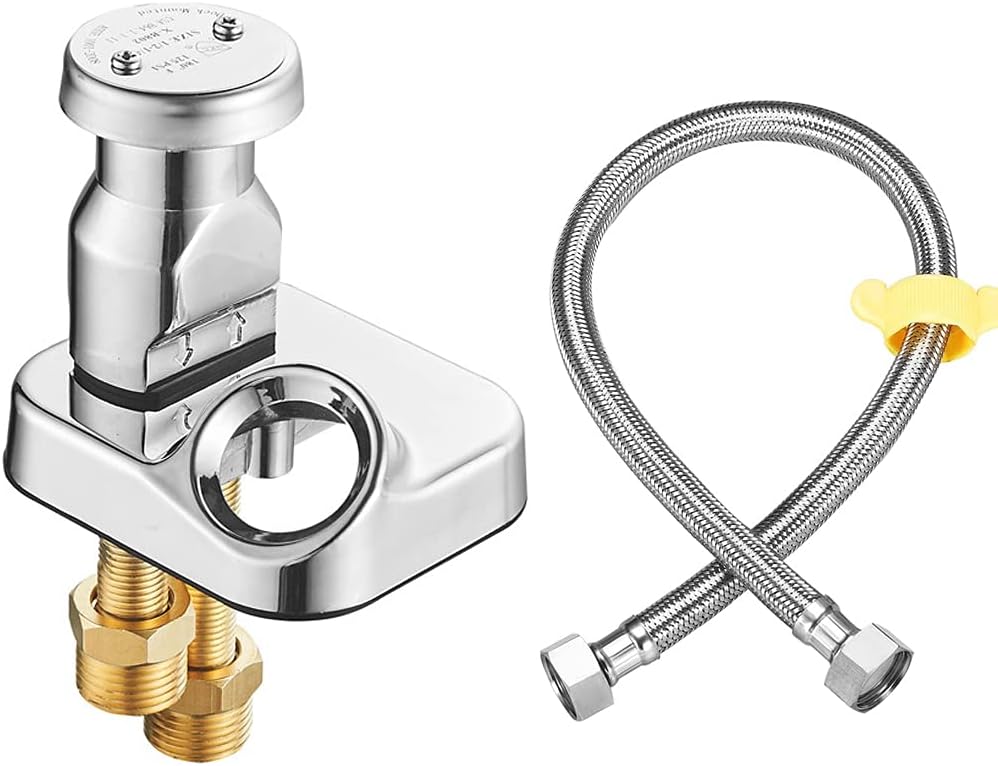 Sensun 1/4 inch Connecting Thread Vacuum Breaker Kit with Sprayer Holder Hose for Shampoo Bowl Salon Sink Replacement Parts Chrome with Adapter