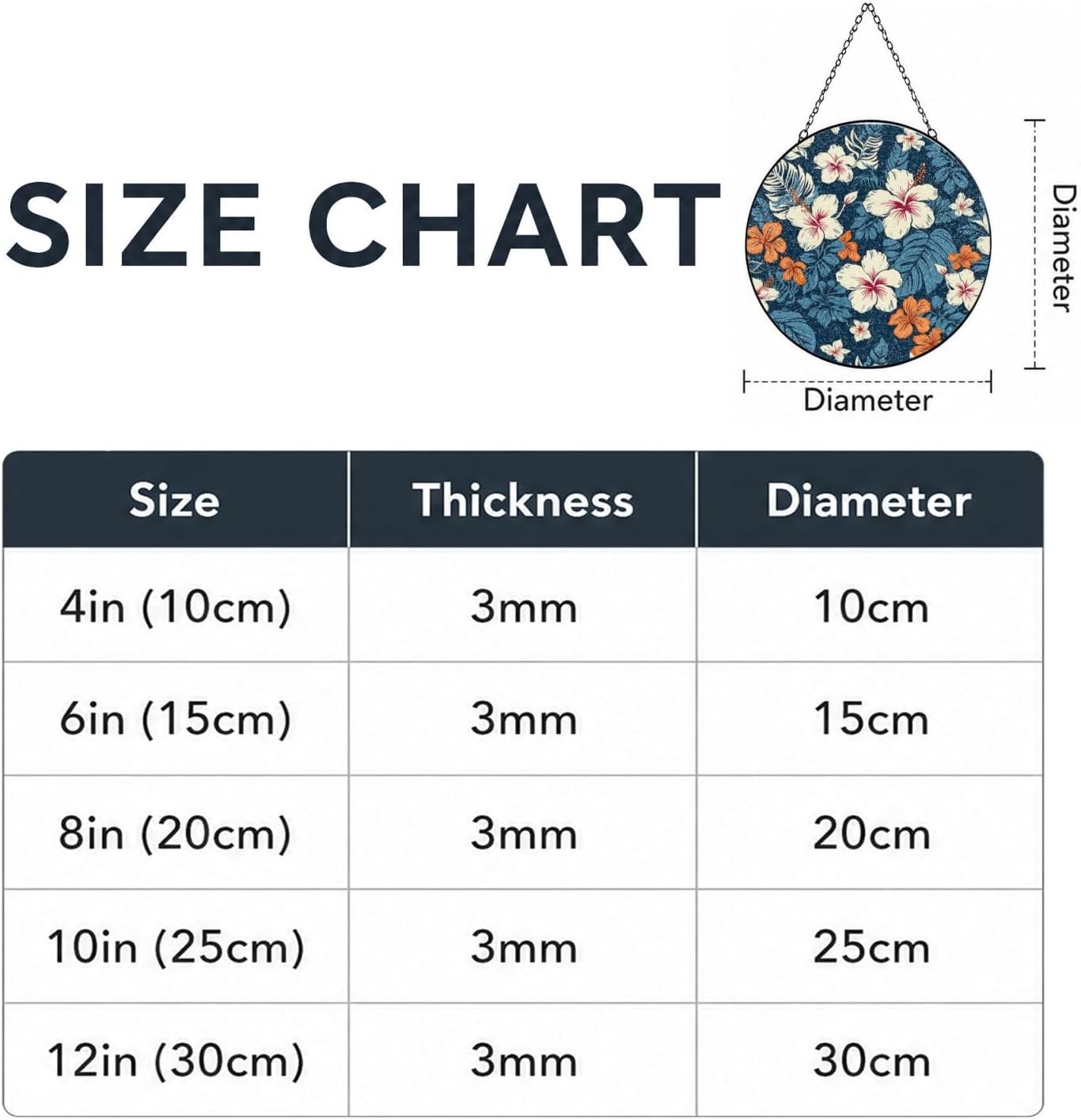 Stained Glass Window Hanging 6in（15cm）, Hawaii Flower Glass Suncatcher for Home Decor, Indoor Wall Art Glass Panel with Metal Chain and Hooks, Sun Catcher Ornament Birthday Gifts