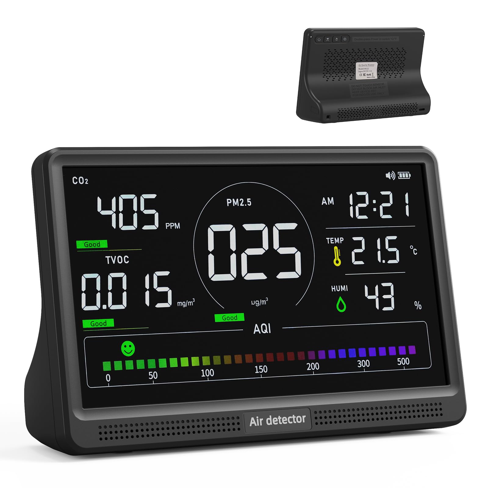 Fil-Fresh 16 in 1 Air Quality Monitor Indoor, CO2 Detector, 9 AQI+7 Alerts