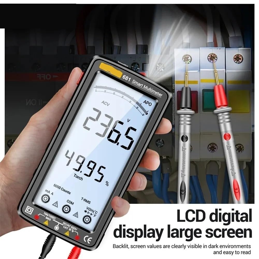 Multímetro profesional Digital recargable 681, probador de voltaje sin contacto, medidor de voltaje CA/CC, probador de corriente con pantalla LCD(681 black pro)
