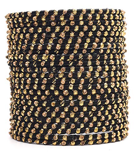 Image of Swara Creations Multicolored Metal bangles /kada Set wrapped in Silk Thread & golden dots for Women & Girls (24 Pcs)