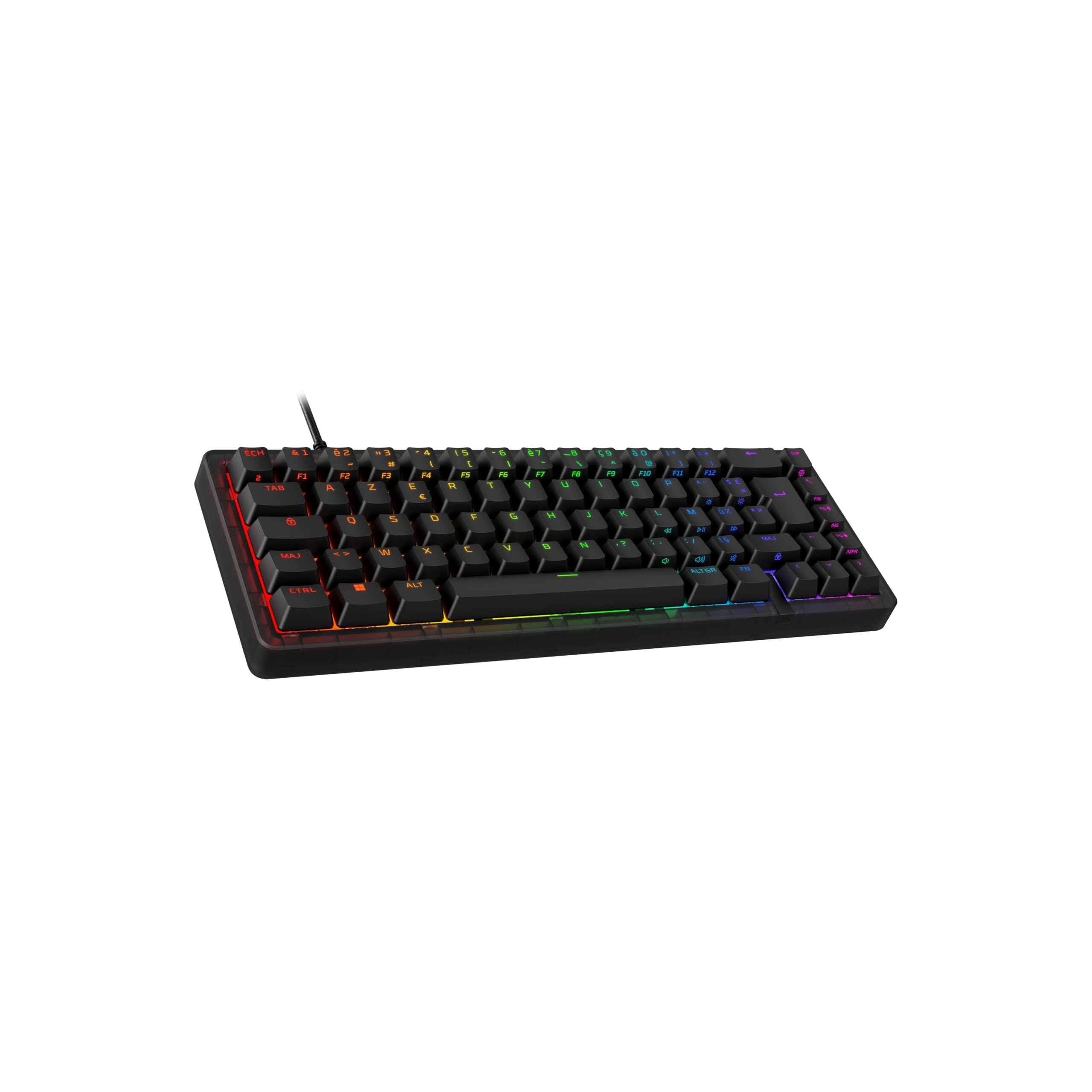 HyperX Origins 2 65, Clavier Gaming mécanique AZERTY FR, switches échangeables à Chaud, boîtier Personnalisable, Format Compact, Polling Rate 8000 Hz, RGB Personnalisable, PC/PS5/Xbox, Noir