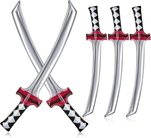 Whaline 16 espadas inflables de Ninja Samurái, espadas ninja infladas, espada Katana inflada, accesorios de disfraz para recuerdos de fiesta,