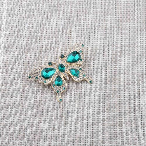 Image of FEELMEM Crystal Rhinestone Butterfly Brooch Pin Blue Color Butterfly Brooches for For Women Wedding /Banquet /Birthday Party