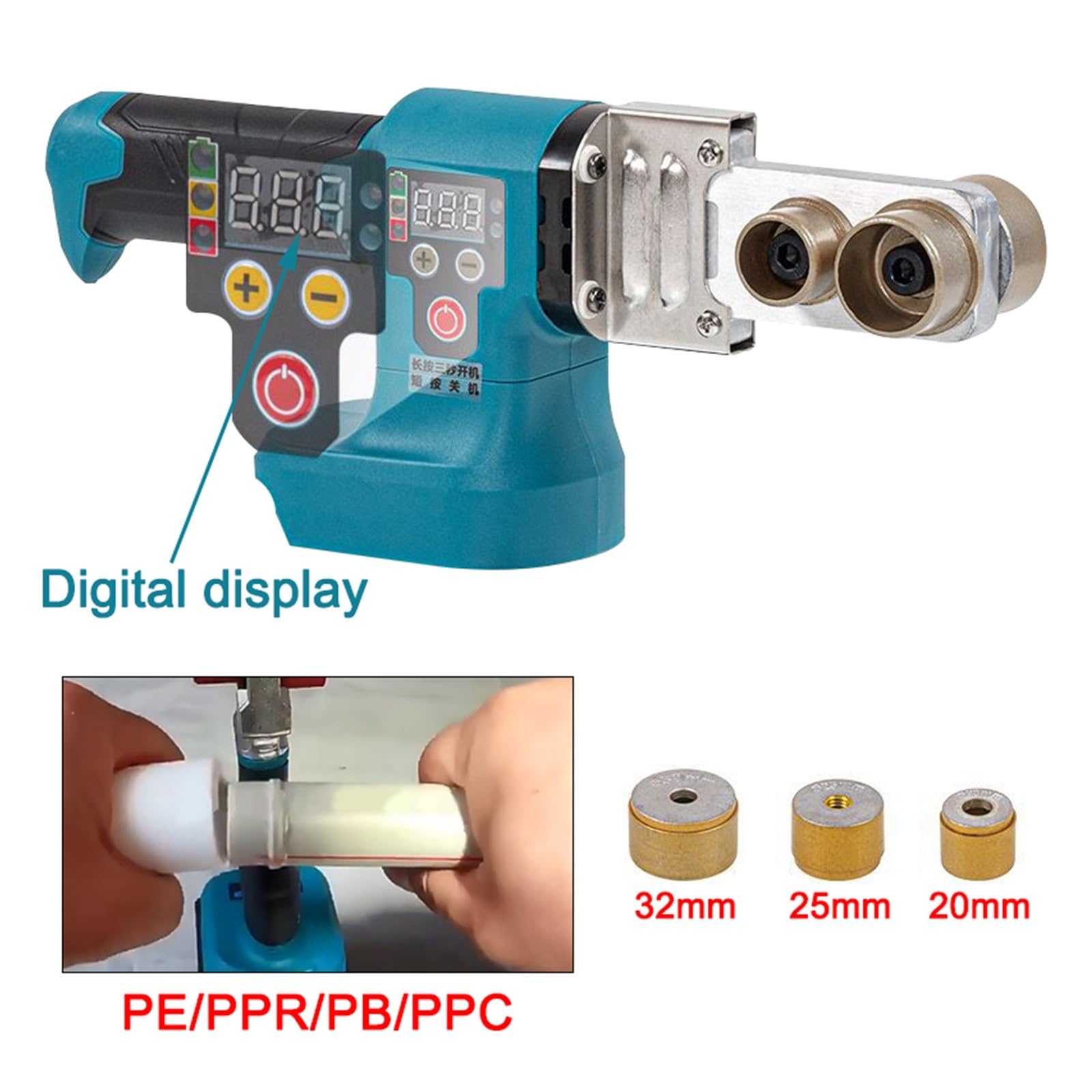 For 18V Batteria Li-Ion Ricaricabile Hot Melt Macchina Cordless Saldatrice Di Plastica PE/PPR/PB/PPC Tubo Di Acqua Di Fusione