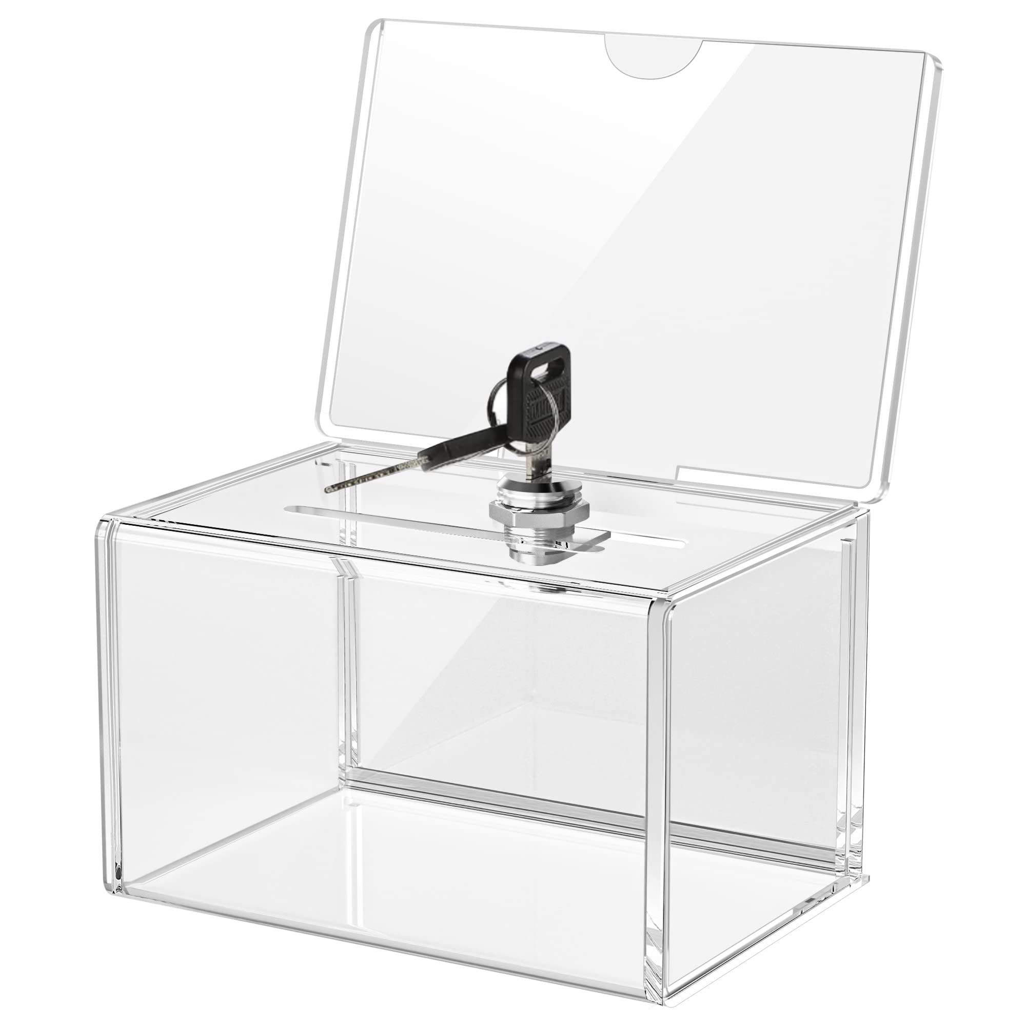 Buy MaxGear Acrylic Donation Box with Lock and Sign Holder, Clear